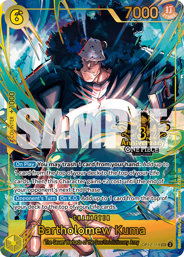 Carte Bartholomew Kuma OP12-119_p2 Secret Rare Alt Art — One Piece TCG OTHER One Piece Products (Bandai)