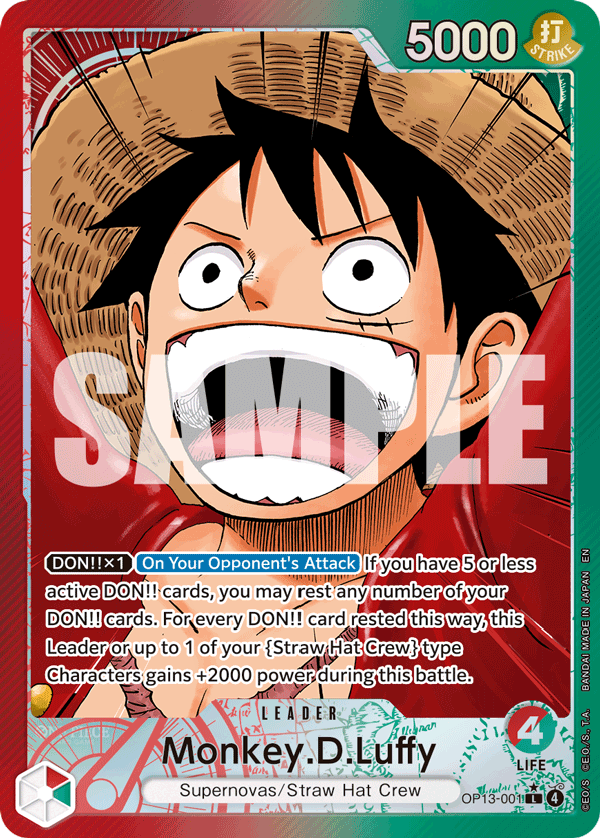 Carte Monkey D. Luffy OP13-001_p1 Leader — One Piece TCG OP-13 (Bandai)