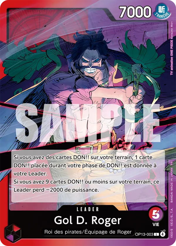 Carte Gol D. Roger OP13-003 Leader OP-13 — One Piece TCG (Bandai)