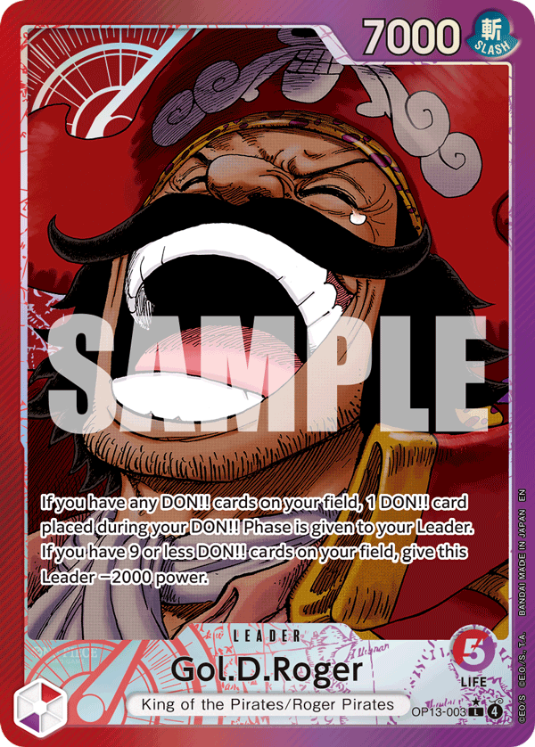 Carte Gol D. Roger OP13-003_p1 Leader Alt Art — One Piece TCG OP-13 Carrying on His Will (Bandai)