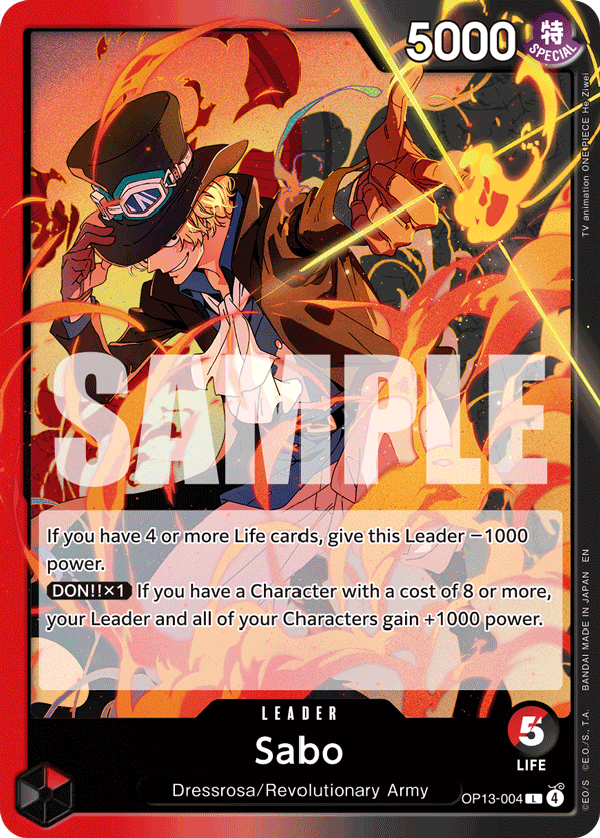 Carte Sabo OP13-004 Leader — One Piece TCG OP-13 (Bandai)