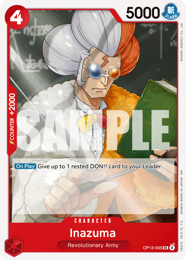 Carte Inazuma OP13-005 Uncommon — One Piece TCG OP-13 Carrying on His Will (Bandai)