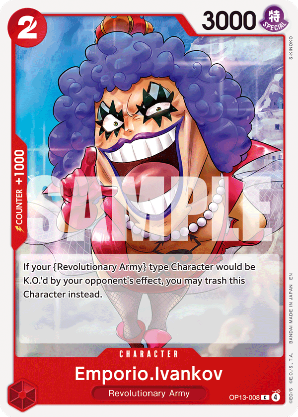 Carte Emporio Ivankov OP13-008 Common — One Piece TCG OP-13 Carrying on His Will (Bandai)