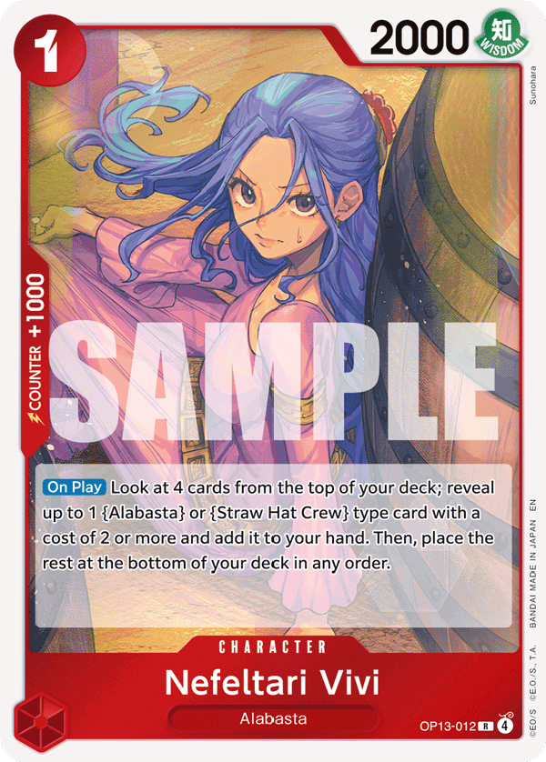Carte Nefertari Vivi OP13-012 Rare — One Piece TCG OP-13 Carrying on His Will (Bandai)