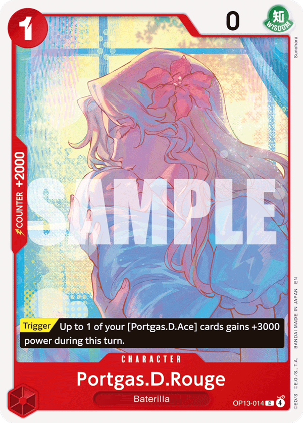 Carte Portgas D. Rouge OP13-014 Common — One Piece TCG OP-13 Carrying on His Will (Bandai)