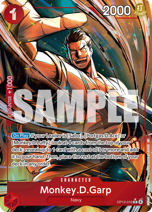 Carte Monkey D. Garp OP13-016_p1 Rare Alt Art — One Piece TCG OP-13 Carrying on His Will (Bandai)