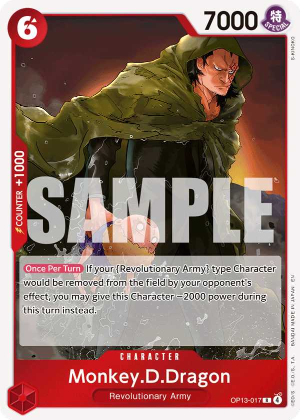 Carte Monkey D. Dragon OP13-017 Rare — One Piece TCG OP-13 (Bandai)