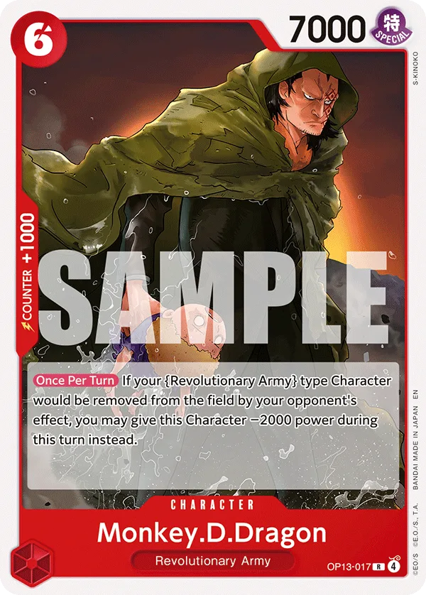 Carte Monkey D. Dragon OP13-017_r1 Rare — One Piece TCG ST-35 (Bandai)