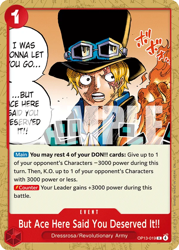 Carte But Ace Here Said You Deserved It!! OP13-019_p2 Rare — One Piece TCG ST-35 (Bandai)