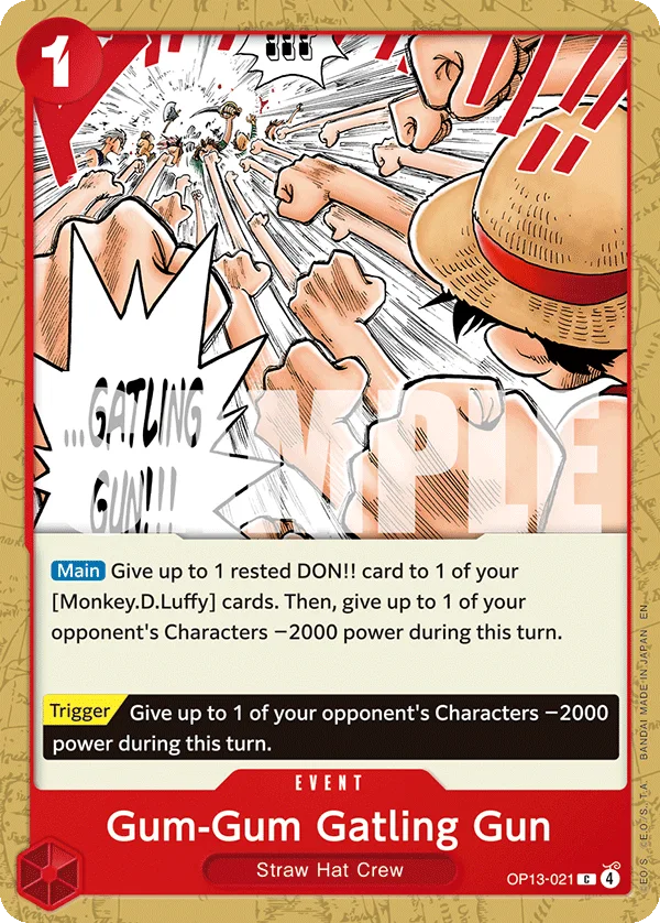 Carte Gum Gum Rafale OP13-021_r1 Common — One Piece TCG ST-31 (Bandai)