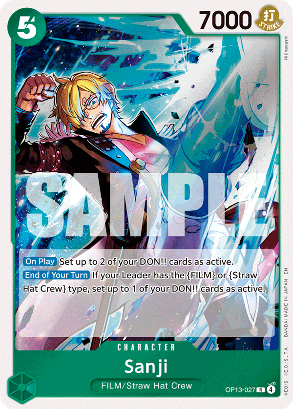 Carte Sanji OP13-027 Rare — One Piece TCG OP-13 Carrying on His Will (Bandai)