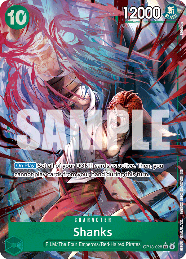 Carte Shanks OP13-028_p1 Super Rare Alt Art — One Piece TCG OP-13 Carrying on His Will (Bandai)