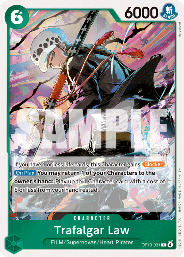 Carte Trafalgar Law OP13-031 Rare — One Piece TCG OP-13 Carrying on His Will (Bandai)
