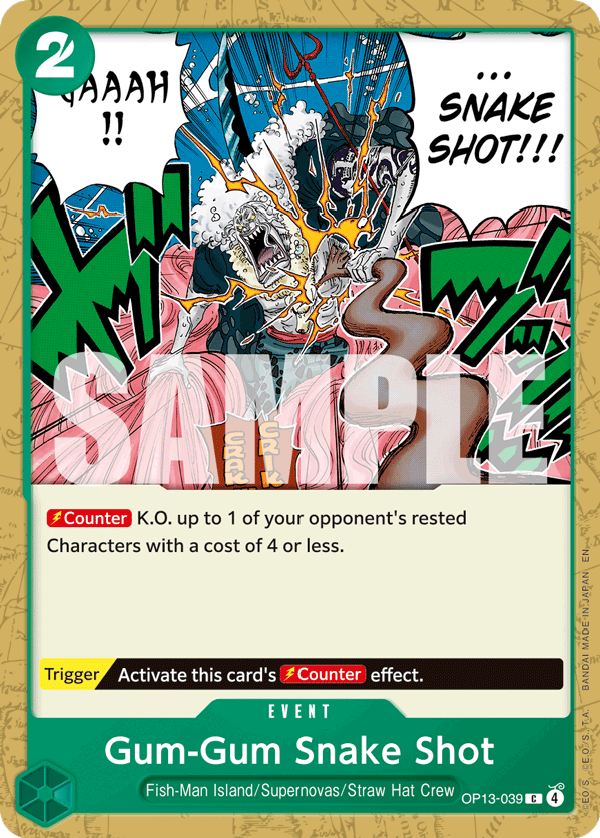 Carte Gum Gum Snake Shot OP13-039 Common — One Piece TCG OP-13 Carrying on His Will (Bandai)