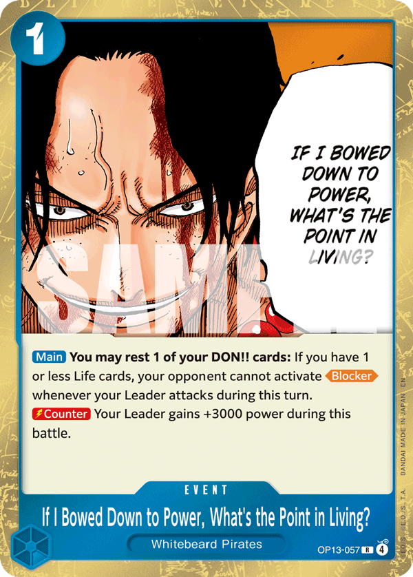 Carte Je ne suis pas né homme pour céder devant la force OP13-057 Rare — One Piece TCG OP-13 Carrying on His Will (Bandai)