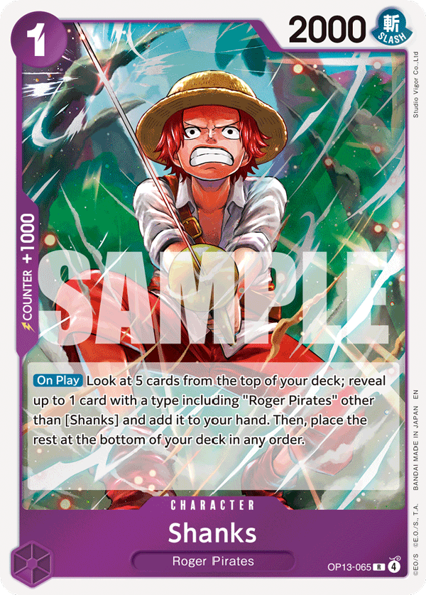 Carte Shanks OP13-065 Rare — One Piece TCG OP-13 Carrying on His Will (Bandai)