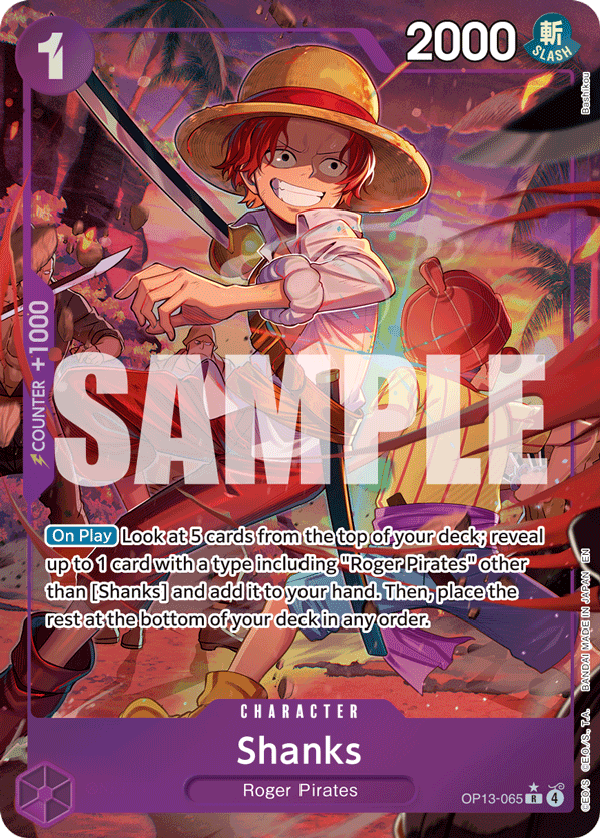 Carte Shanks OP13-065_p1 Rare Alt Art — One Piece TCG OP-13 Carrying on His Will (Bandai)