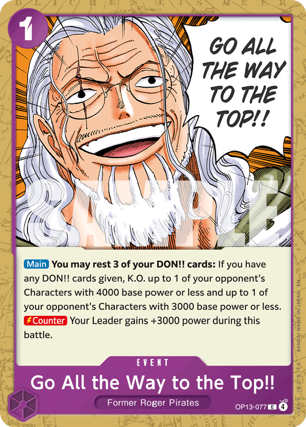 Carte Atteins les plus hauts sommets de ce monde&nbsp;!! OP13-077 Common — One Piece TCG OP-13 Carrying on His Will (Bandai)