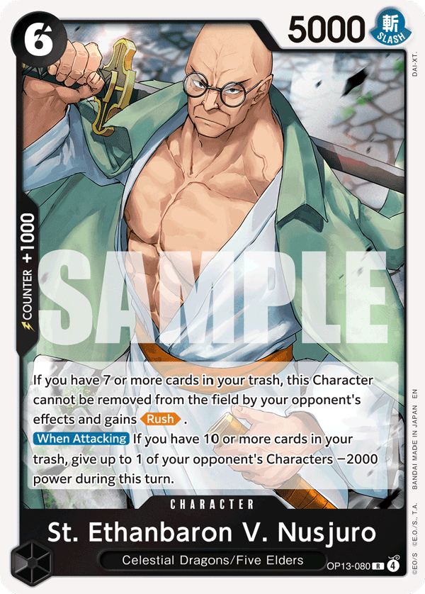 Carte Saint Ethanbaron V. Nusjuro OP13-080 Rare — One Piece TCG OP-13 (Bandai)