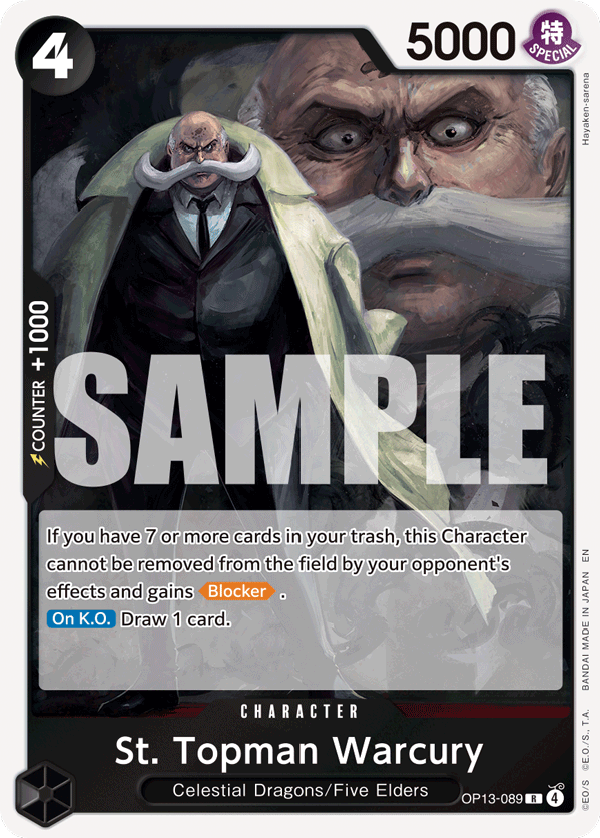 Carte Saint Topman Warcury OP13-089 Rare — One Piece TCG OP-13 Carrying on His Will (Bandai)