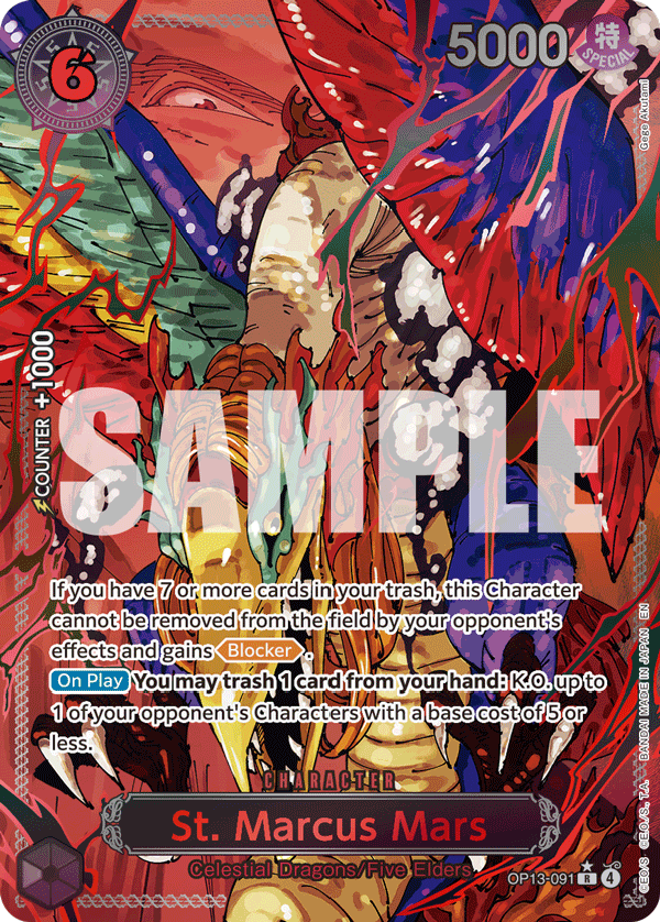 Carte Saint Marcus Mars OP13-091_p2 Rare Alt Art — One Piece TCG OP-13 Carrying on His Will (Bandai)