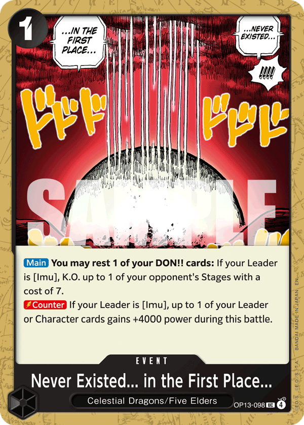 Carte Aucun pays de ce nom... n'a jamais... existé OP13-098 Uncommon — One Piece TCG OP-13 Carrying on His Will (Bandai)
