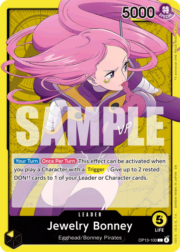 Carte Jewelry Bonney OP13-100 Leader — One Piece TCG OP-13 (Bandai)