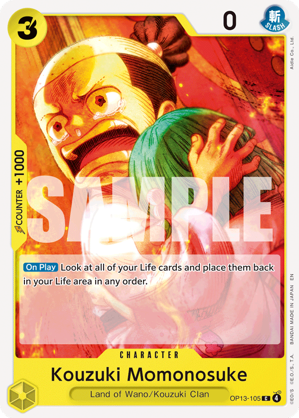 Carte Momonosuké Kozuki OP13-105 Common — One Piece TCG OP-13 (Bandai)