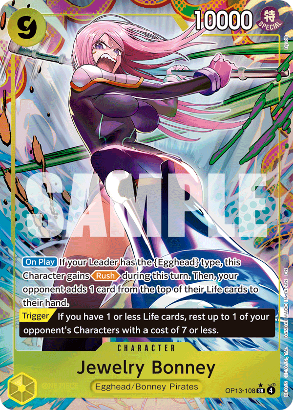 Carte Jewelry Bonney OP13-108_p1 Super Rare Alt Art — One Piece TCG OP-13 Carrying on His Will (Bandai)