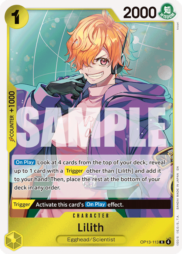Carte Lilith OP13-113 Rare — One Piece TCG OP-13 (Bandai)