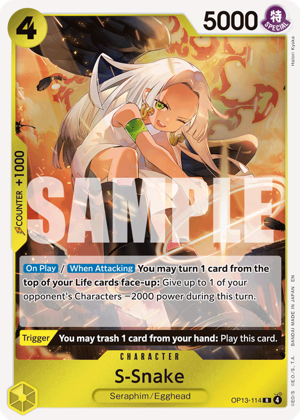 Carte S-Snake OP13-114 Rare — One Piece TCG OP-13 Carrying on His Will (Bandai)