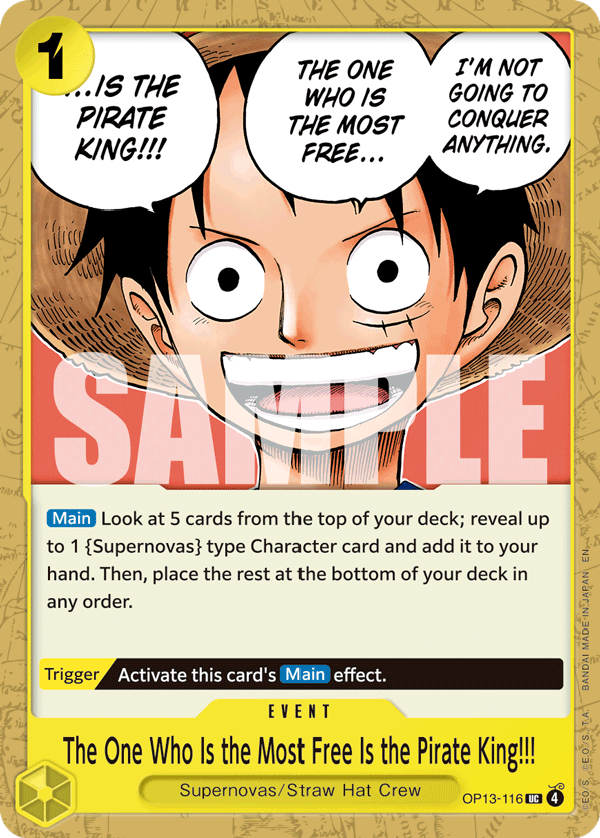 Carte Le plus libre des hommes au monde, c'est le roi des pirates&nbsp;!! OP13-116 Uncommon — One Piece TCG OP-13 Carrying on His Will (Bandai)