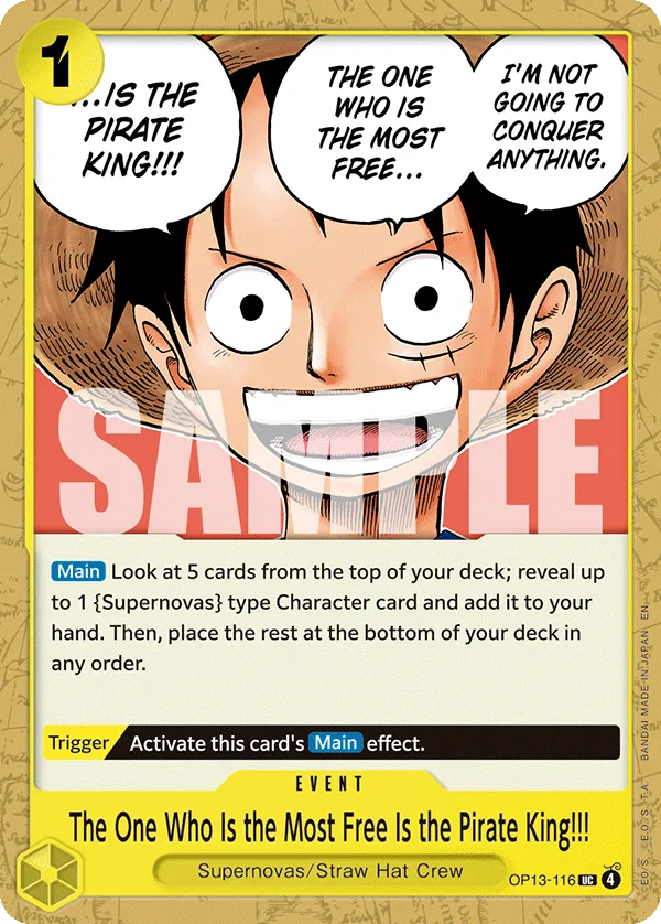 Carte Le plus libre des hommes au monde, c'est le roi des pirates !! OP13-116_r1 Uncommon — One Piece TCG ST-36 (Bandai)