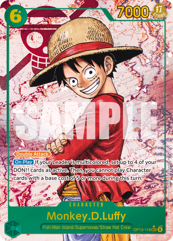 Carte Monkey D. Luffy OP13-118_p1 Secret Rare Alt Art — One Piece TCG OP-13 Carrying on His Will (Bandai)