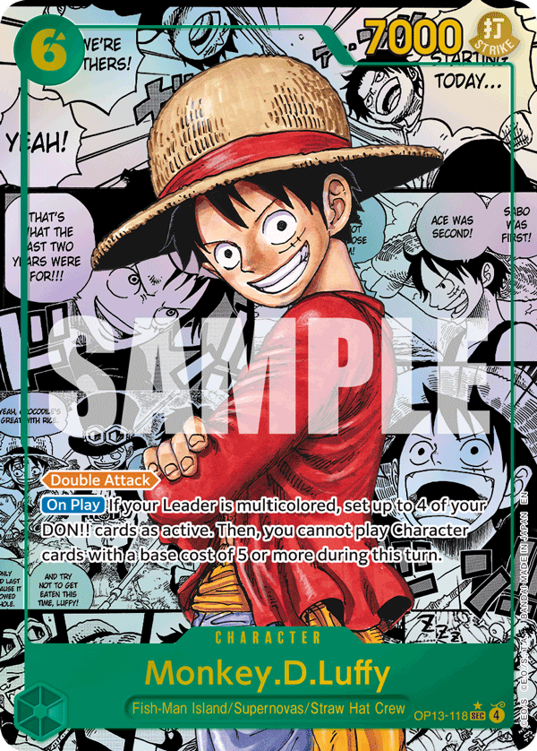 Carte Manga Rare Monkey D. Luffy OP13-118_p2 Secret Rare — One Piece TCG OP-13 Carrying on His Will (Bandai)