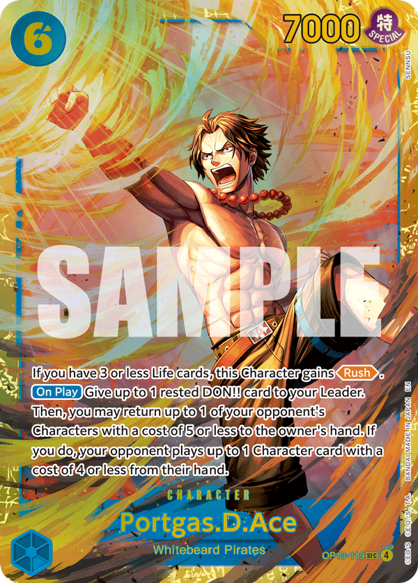 Carte Portgas D. Ace OP13-119 Secret Rare — One Piece TCG OP-13 Carrying on His Will (Bandai)