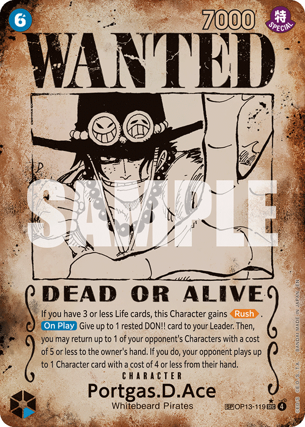Carte Portgas D. Ace OP13-119_p4 Special Alt Art — One Piece TCG OP-13 Carrying on His Will (Bandai)