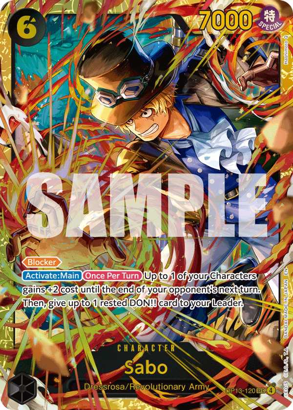 Carte Sabo OP13-120 Secret Rare — One Piece TCG OP-13 Carrying on His Will (Bandai)