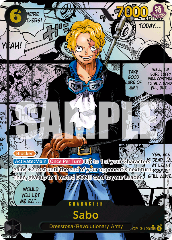 Carte Manga Rare Sabo OP13-120_p2 Secret Rare — One Piece TCG OP-13 Carrying on His Will (Bandai)