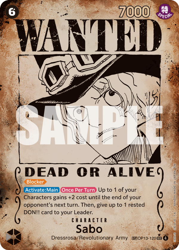 Carte Sabo OP13-120_p4 Special Alt Art — One Piece TCG OP-13 Carrying on His Will (Bandai)