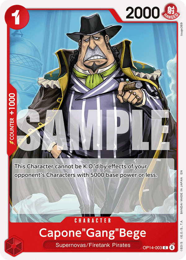 Carte Capone "Gang" Bege OP14-003 Common — One Piece TCG OP14-EB04 The Azure Sea's Seven (Bandai)
