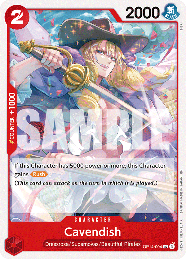 Carte Cavendish OP14-004 Uncommon — One Piece TCG OP14-EB04 (Bandai)