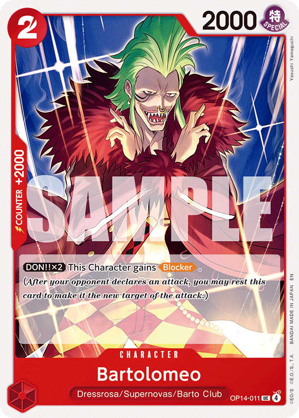 Carte Bartolomeo OP14-011 Uncommon — One Piece TCG OP14-EB04 The Azure Sea's Seven (Bandai)