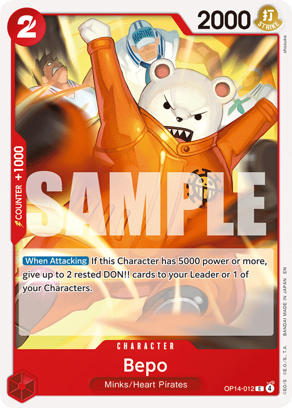 Carte Bepo OP14-012 Common — One Piece TCG OP14-EB04 The Azure Sea's Seven (Bandai)
