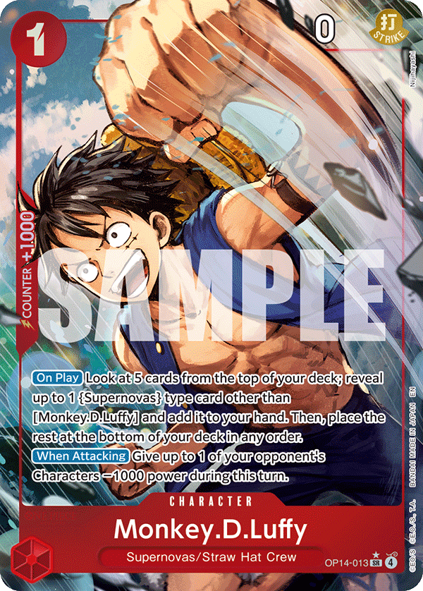 Carte Monkey D. Luffy OP14-013_p1 Super Rare Alt Art — One Piece TCG OP14-EB04 The Azure Sea's Seven (Bandai)