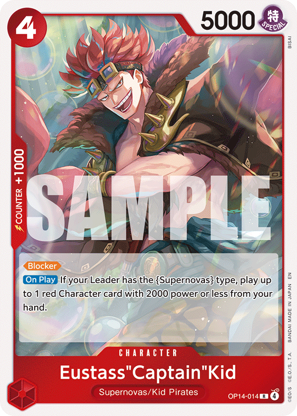 Carte Eustass "Captain" Kidd OP14-014 Rare — One Piece TCG OP14-EB04 The Azure Sea's Seven (Bandai)
