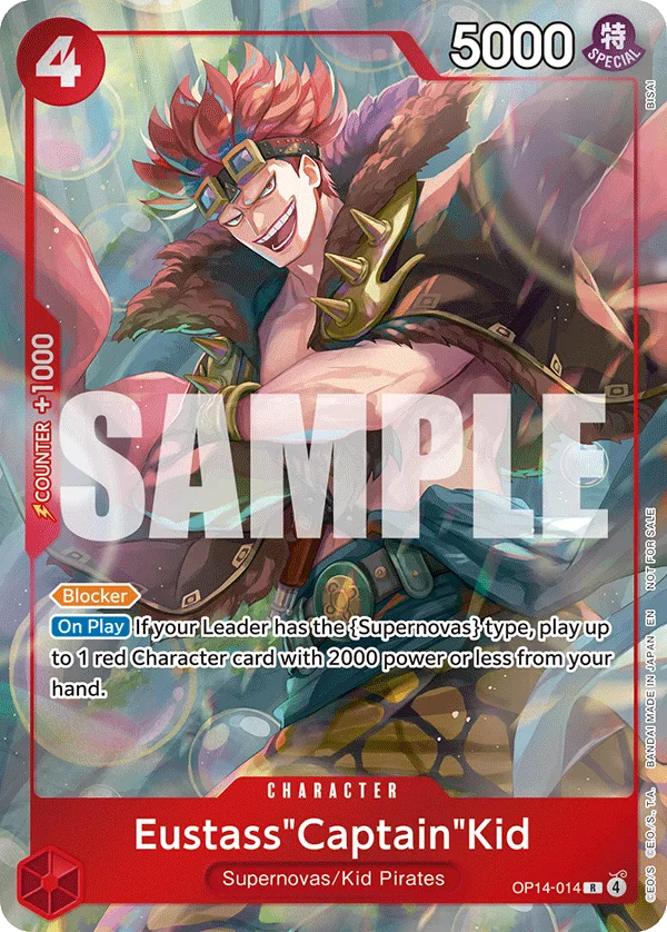 Carte Eustass "Captain" Kidd OP14-014_p3 Rare Alt Art — One Piece TCG OP14-EB04 The Azure Sea's Seven (Bandai)