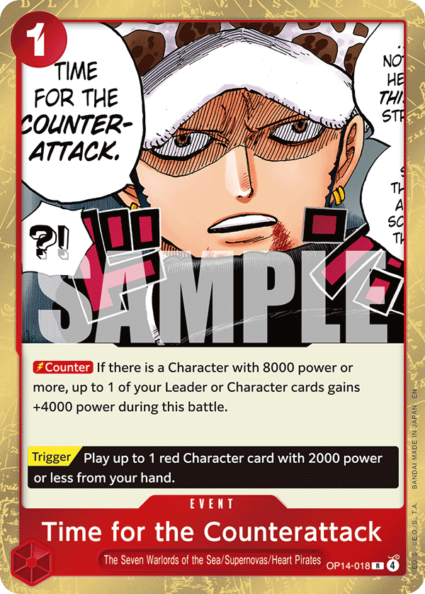 Carte Le moment est venu de contre-attaquer&nbsp;! OP14-018 Rare — One Piece TCG OP14-EB04 The Azure Sea's Seven (Bandai)