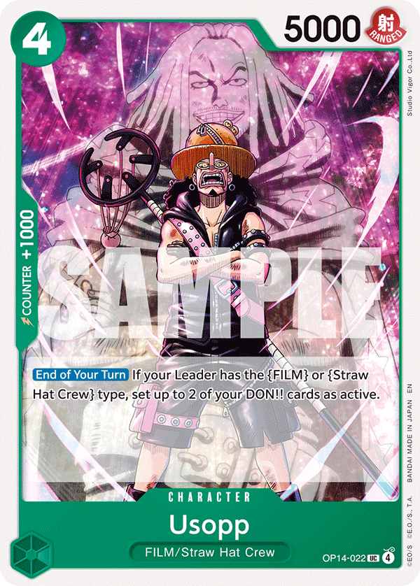 Carte Usopp OP14-022 Uncommon — One Piece TCG OP14-EB04 The Azure Sea's Seven (Bandai)