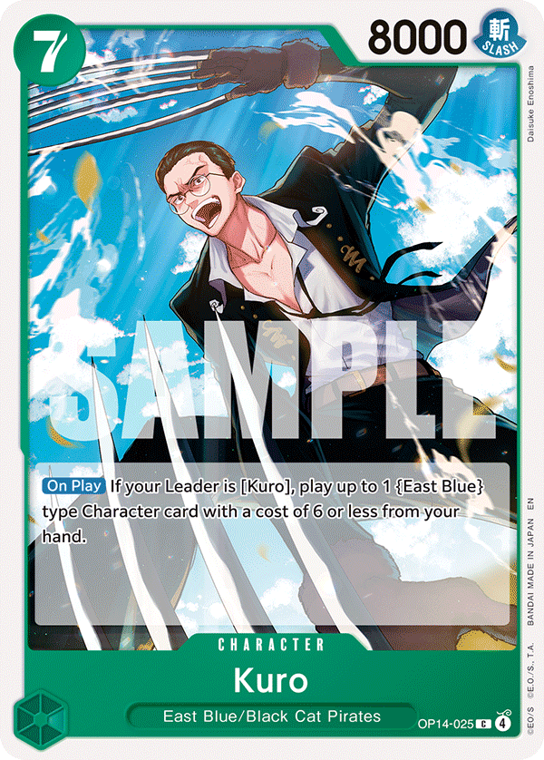 Carte Kuro OP14-025 Common — One Piece TCG OP14-EB04 The Azure Sea's Seven (Bandai)